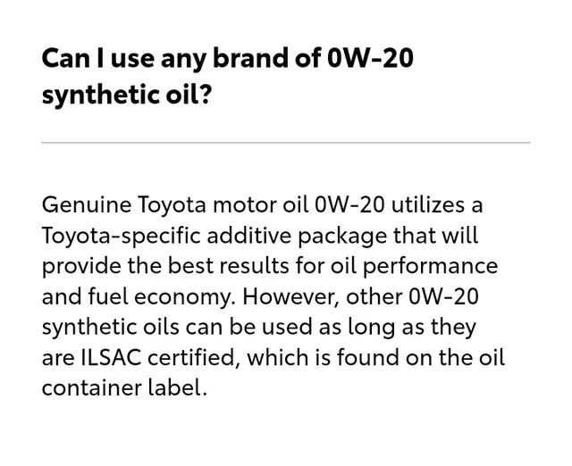 What Brand Engine Oil Does Toyota Use